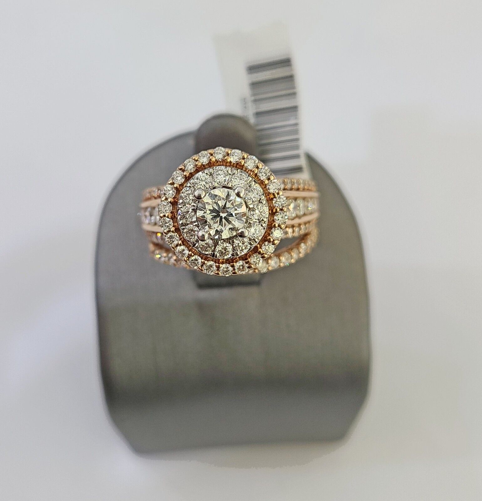 REAL 14k Rose Gold Diamond Ladies Ring Round Shape Women Engagement Wedding - GoldenlinQ